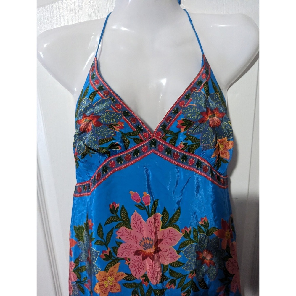 Farm Rio V-Neck Dress Anthropologie Halter Floral Tiered Sundress Cover XS NEW - Picture 5 of 15